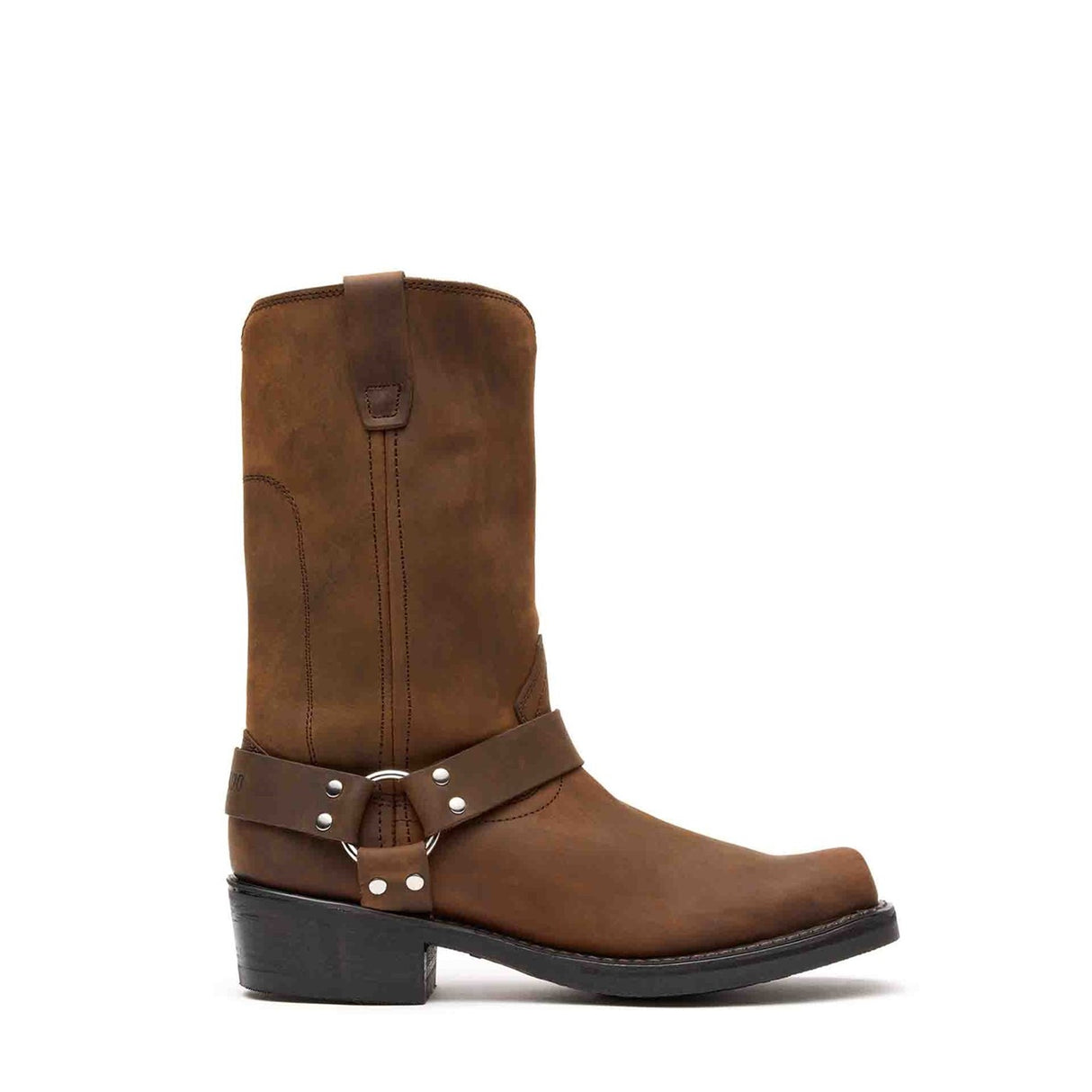 Men's Harness Biker Boots Distressed Brown