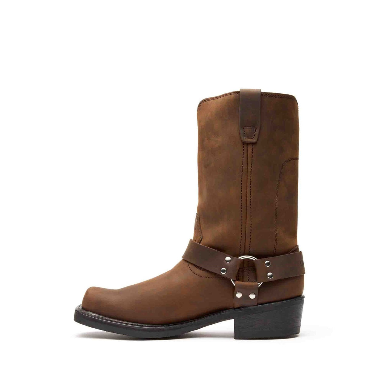 Men's Harness Biker Boots Distressed Brown