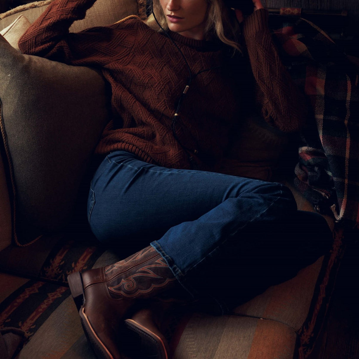 Women's Lady Rebel Pro Western Boots Distressed Cognac