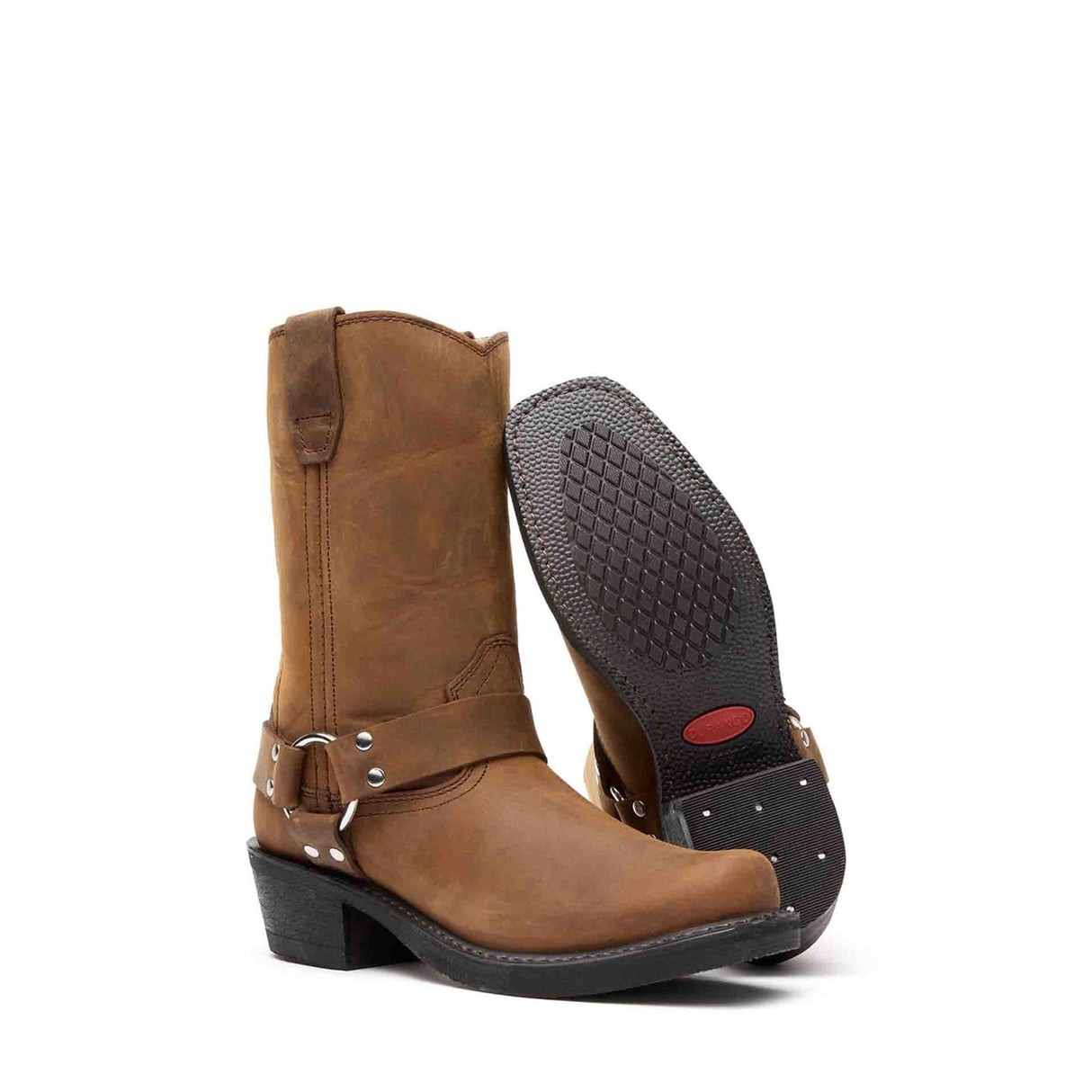 Women's Harness Biker Boots Brown Harness