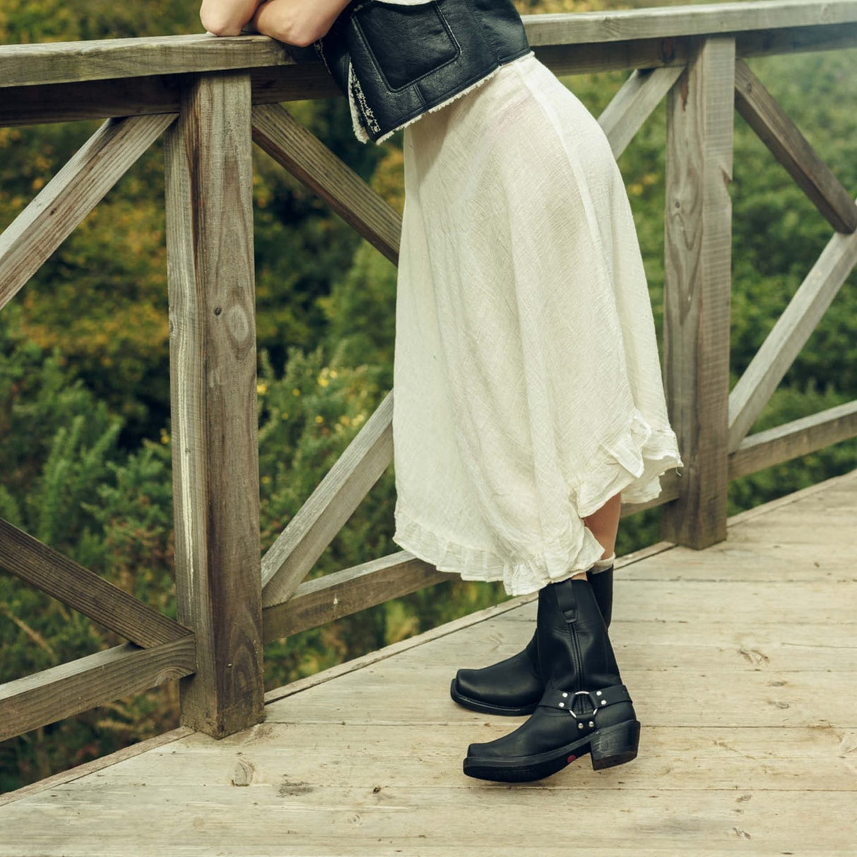 Women's Harness Biker Boots Black