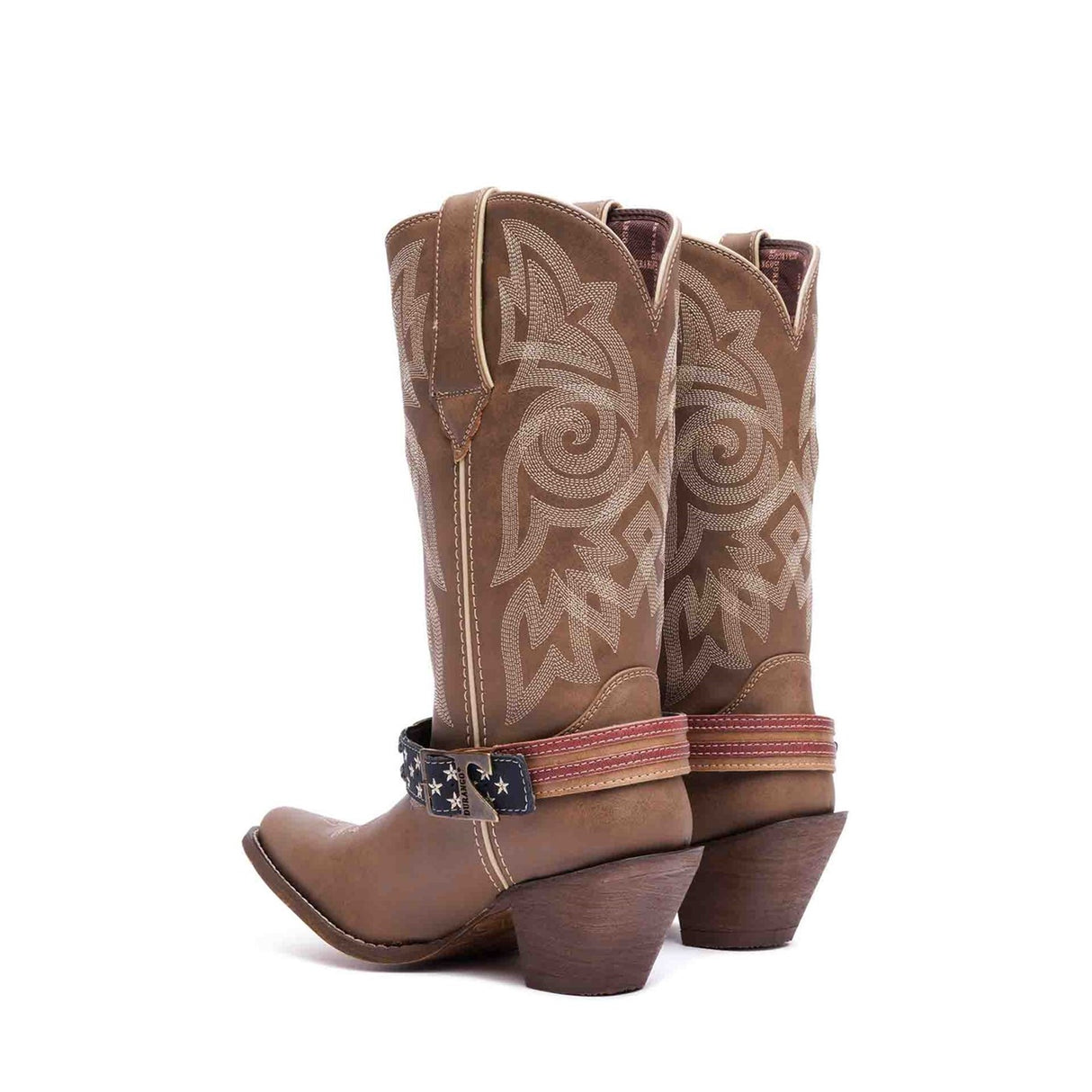Women's Crush Flag Accessory Western Boots Brown Khaki