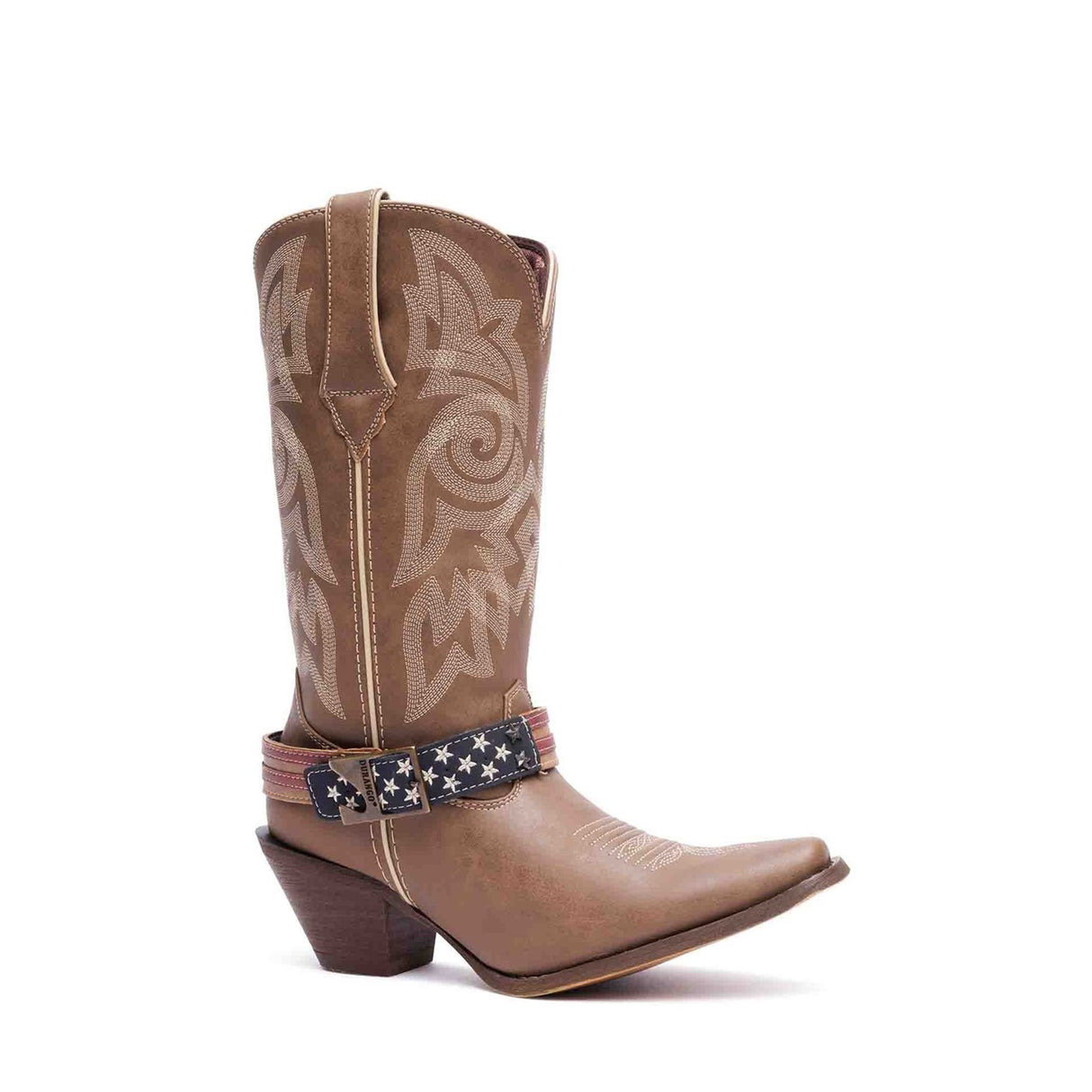Women's Crush Flag Accessory Western Boots Brown Khaki