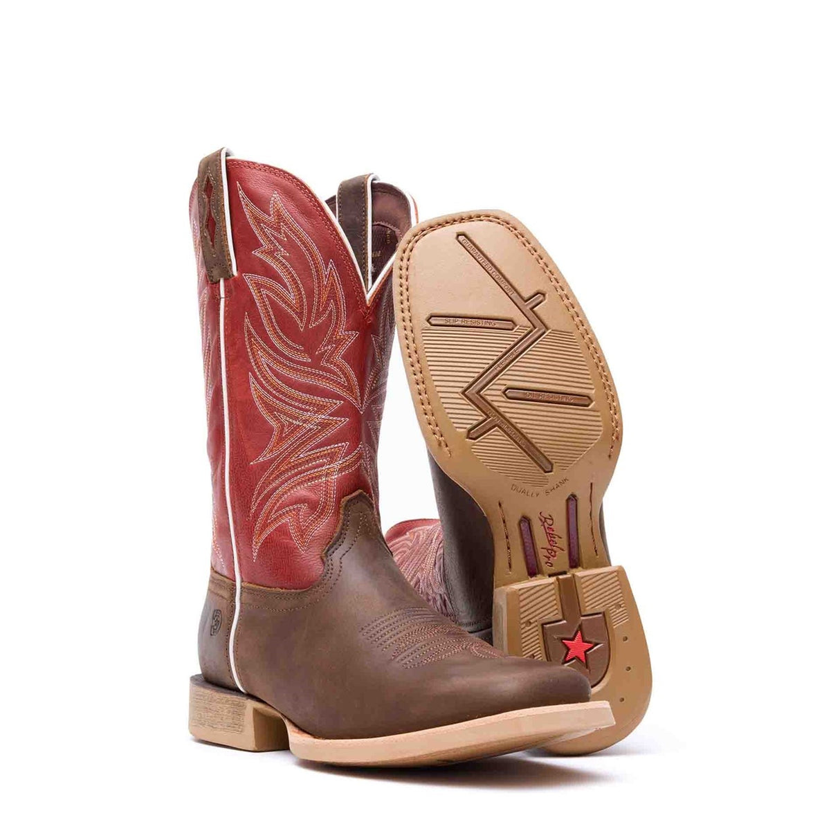 Men's Rebel Pro Western Boots Worn Brown and Chilli Pepper