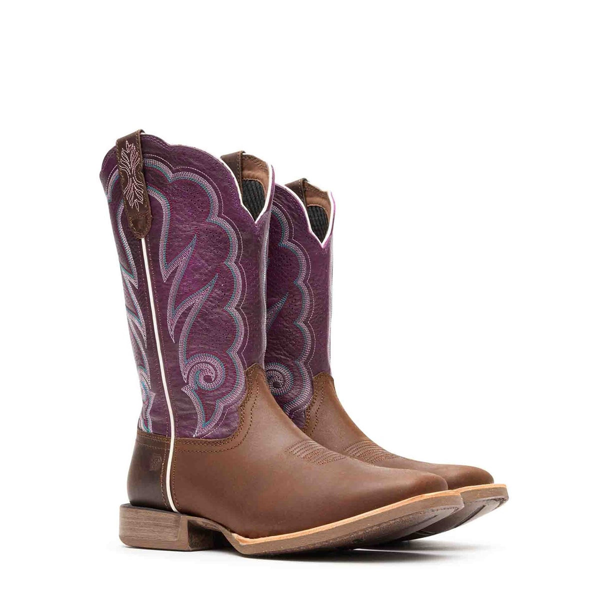 Women's Lady Rebel Pro Western Boots Oiled Brown and Plum