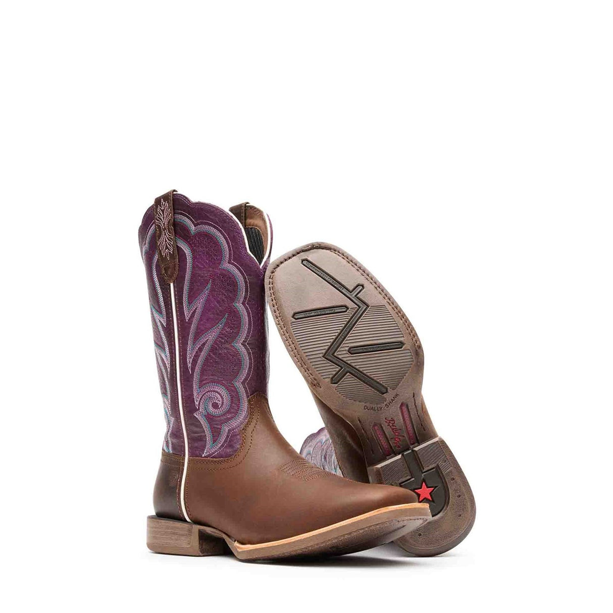 Women's Lady Rebel Pro Western Boots Oiled Brown and Plum