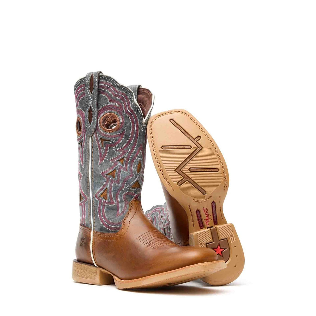 Women's Lady Rebel Pro Western Boots Golden Brown and Periwinkle
