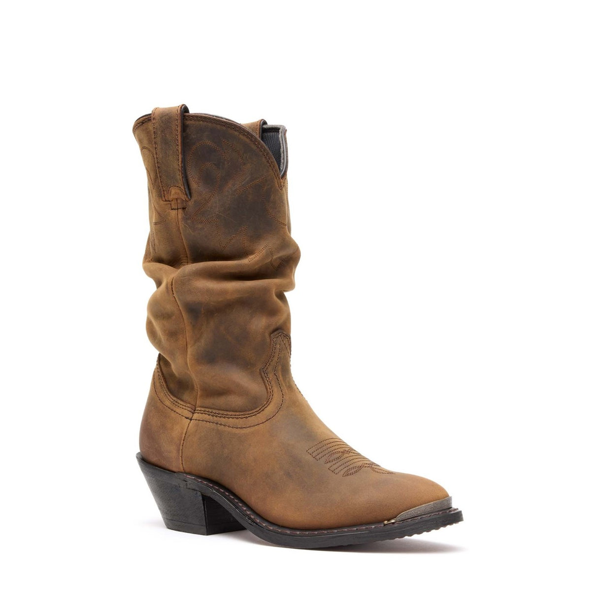 Women's Slouch Western Boots Distressed Tan