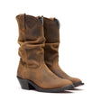 Women's Slouch Western Boots Distressed Tan