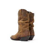 Women's Slouch Western Boots Distressed Tan